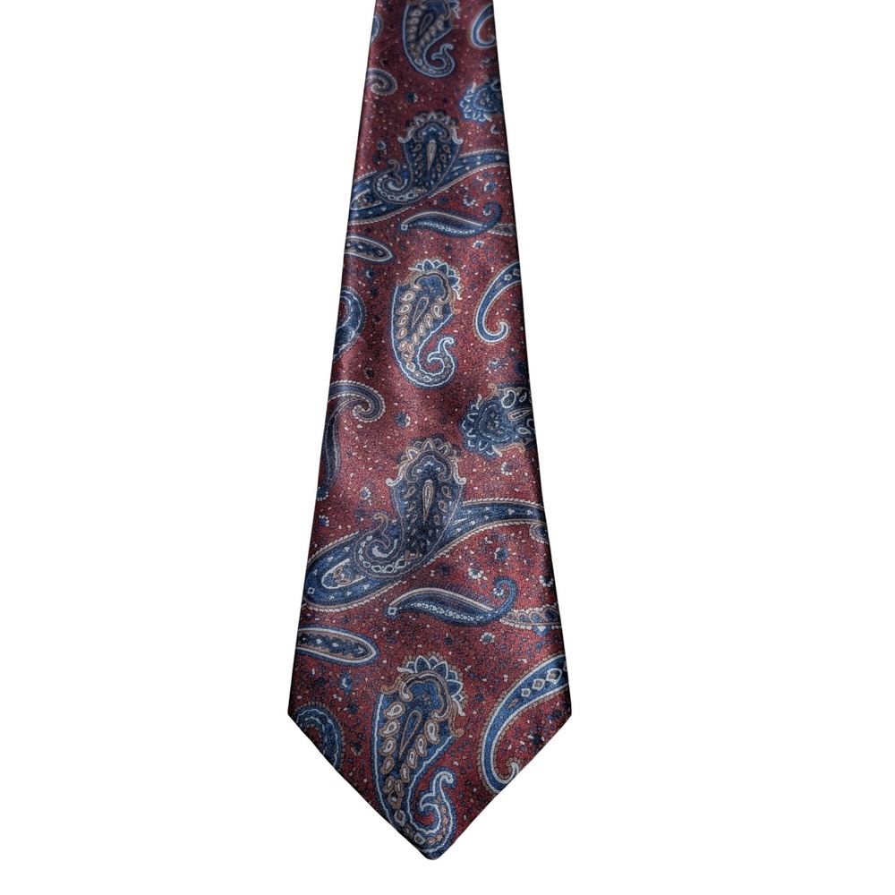 McGregor Necktie Mens OS Burgundy Blue Paisley Classic USA Made Vintage Formal‎